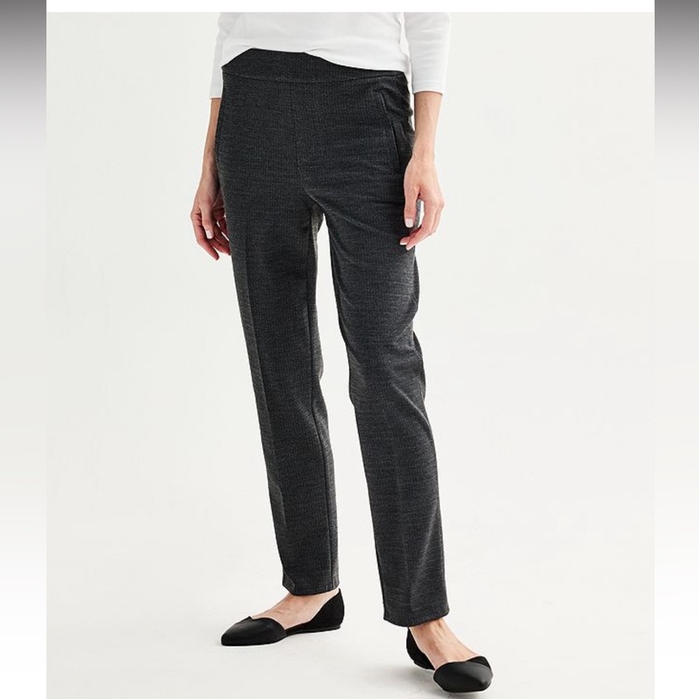 Croft & Barrow Gray Straight Leg Pants Mid Rise